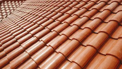 Clay tile roof close-up