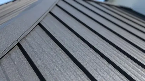 Standing seam metal roof close-up