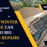 Winter roof damage with missing shingles on a residential home in Palm Coast, Florida – small winter damage can lead to costly spring roof repairs